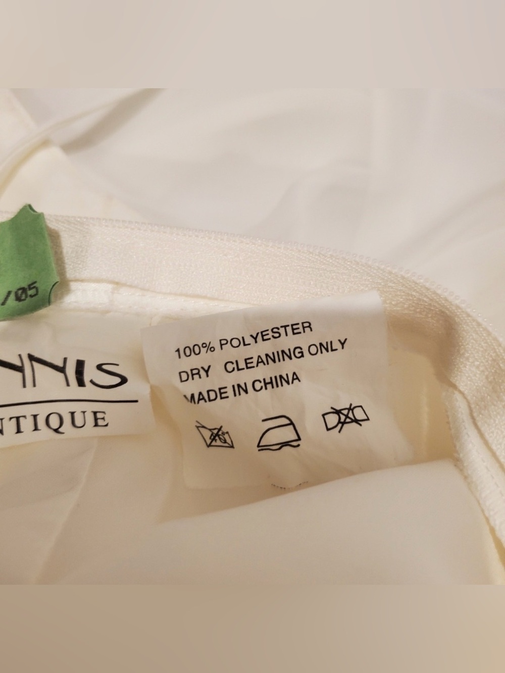 Vintage Off White Satin Wedding Dress Spaghetti Straps Beaded Size M - Picture 9 of 11